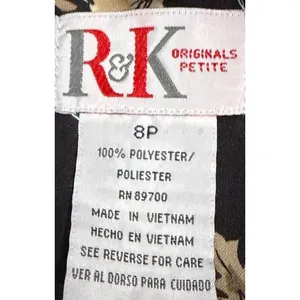 R&K Originals‎ Petite Women's Black Beige/Tan Sleeveless Dress Back Zip Size 8P thumbnail 4
