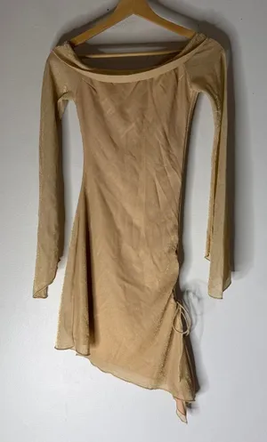 NWT Princess Polly Villar Off The Shoulder‎ Mini Dress Gold Size 2 thumbnail 1