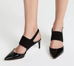 Tory Burch Ashton Black Suede‎ Leather Slingback Kitten Heel Sandal Pumps Sz 9 thumbnail 1