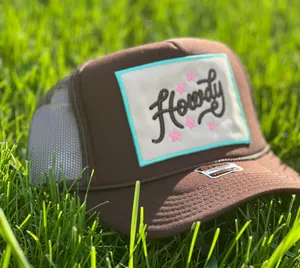 NEW HOWDY SnapBack / trucker hat- western brown and turquoise patch hat thumbnail 2