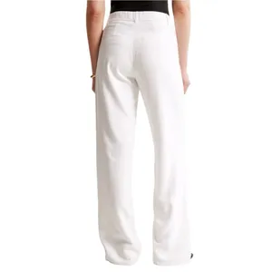 Abercrombie & Fitch NWT 28 White Wide Leg High Rise Linen Sloane Trousers Pants thumbnail 4