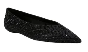 Sam Edelman Nita Pointed Toe Flat Black Satin Studded Sz 7 New In Box Dust Bags thumbnail 1