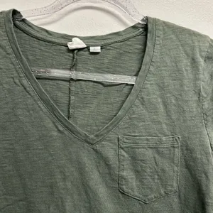 Gap Olive Green V-Neck T-Shirt Dress thumbnail 2