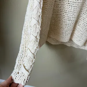 BILLABONG Lace Up Open Knit Crochet Style Sweater Top Size Large thumbnail 8