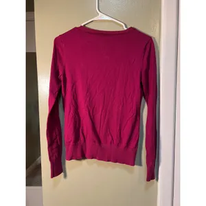 Loft Women's Sz XS Cardigan Sweater Crewneck Magenta Pink Jeweled Buttons Cotton thumbnail 8