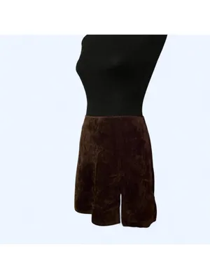 Vintage Y2K Brown Velvet Mini Skirt Side Slit Size Small thumbnail 3