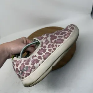Oofos OOmg Eeze Low Pink Leopard Recovery‎ Slip On Shoes Comfort READ Womens 9 thumbnail 5