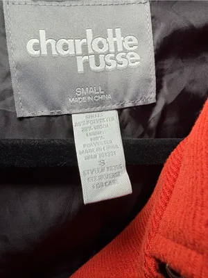 Charlotte Russe Bright Orange Double-Breasted Peacoat thumbnail 2