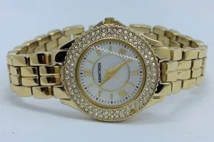 Armitron 27mm ladies Quartz analog WR watch gold tone MOP dial 6.5”-7” thumbnail 1