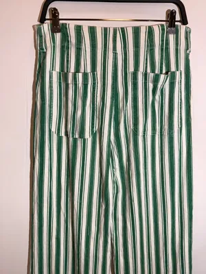 Anthropologie Maeve Colette Striped High Rise Linen Blend Wide Leg Pants Size 30 thumbnail 3