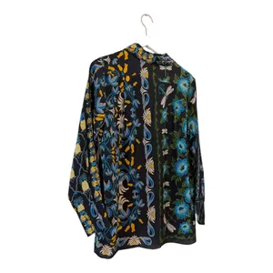 NWT Farm Rio Winter Garden Black Pajama Shirt Button Front Top Floral Size S thumbnail 8