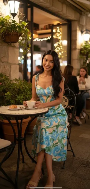 Blue ocean mermaid Floral cut slit thigh green new spaghetti dress small nwot floral vacation Hawaii maxi wedding Long Beach midi thumbnail 5