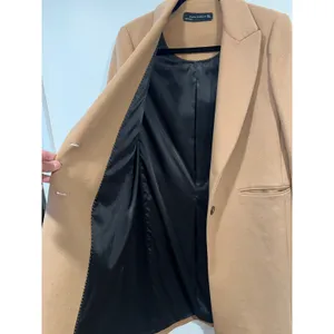 Zara Camel Tan Tailored Longline Coat Blazer Minimalist Chic Small thumbnail 7