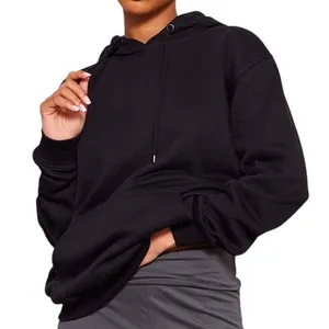 Pretty Little Thing Solid Black Relaxed Fit Hoodie Sweatshirt Size Small thumbnail 1