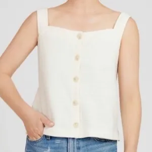 J. Crew Off White Textured Tank Size Small thumbnail 2