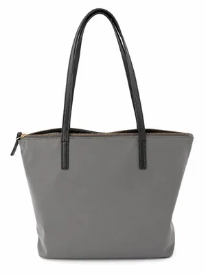 Authentic Kate Spade New York Gray Nylon Zip Tote Shoulder Bag Black Handles Gold Hardware thumbnail 2