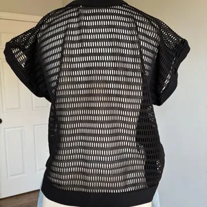 Banana Republic Black Mesh Back Short Sleeve Top Size S thumbnail 6