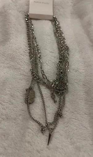 Jewlery custom fashion necklace silver tone thumbnail 1