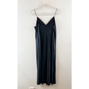 Theory Easy Sleeveless Spaghetti Strap V-Neck Midi Slip Dress Flower Silk Navy 4 thumbnail 6
