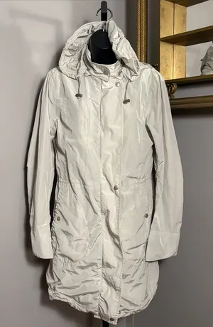 Theory Small Karena Nylon Beige Hooded Coat thumbnail 1