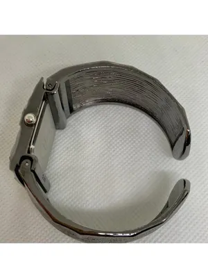 Studio women’s cuff bracelet watch black tone 29mm quartz analog size 7” running thumbnail 7