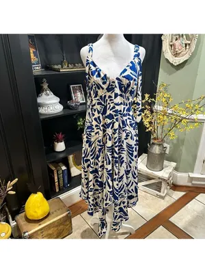 Alexis for Target Asymmetrical Botanical Blue Dress – Size M thumbnail 5