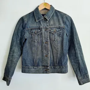 Vintage 200”s Gap Denim Jean Jacket Dark Mud Wash Preppy Size S Y2K thumbnail 1