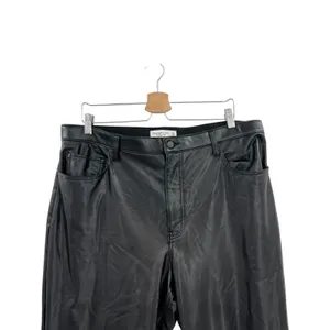Abercrombie Vegan Leather Ankle Straight Pant Ultra High Rise Black Size 34‎ 18S thumbnail 4