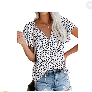 Elegant Black and White Spotted Women's Blouse thumbnail 2