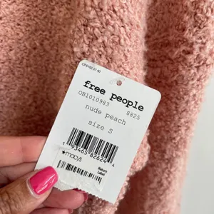 Free People Found My Friend Sweater Womens S Nude Peach Boucle V-Neck OB1010983 thumbnail 6