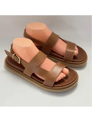 ALOHAS Lorelei Cut Out Leather Footbed Flat Sandal Tan Size 8.5 thumbnail 12