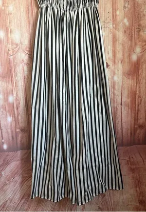 Commense Black Sleeveless White Pinstripe Long Dress thumbnail 7
