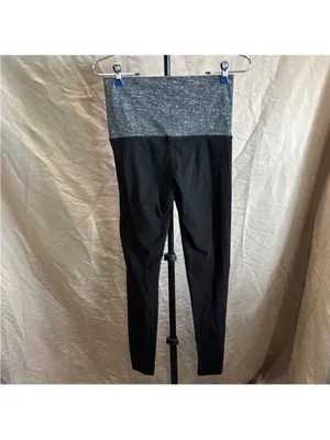 Victoria's Secret Black Leggings with Gray Fold-Over Waistband thumbnail 3