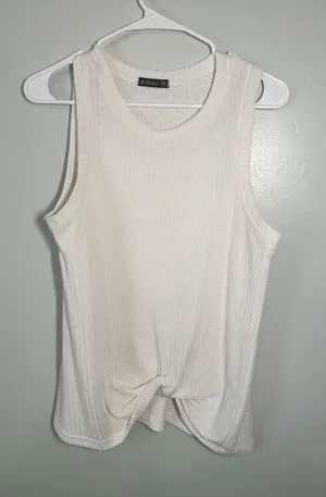 Miholl Ivory Knit Tank with Front Knot thumbnail 1