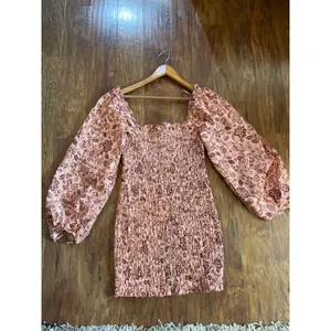 FREE PEOPLE Smock it to Me Mini Dress Puff Sleeve BOHO PRAIRIE FEMININE Size L thumbnail 3
