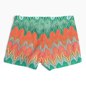 Judith March Green Orange Chevron‎ Colorful Crochet Shorts Boho Festival Size S thumbnail 2