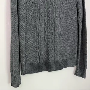 Merona Wool Rabbit Hair Cable Knit Scoop Neck Fisherman Sweater Grey Women’s XL‎ thumbnail 5
