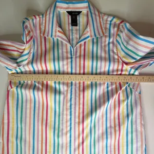 Ali Miles Rainbow Striped Blouse Medium Multicolor Pastel Colorful Office Bright thumbnail 10
