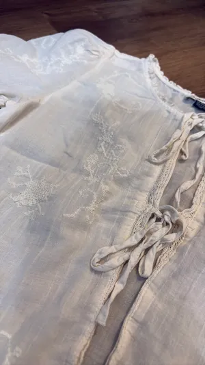 American Eagle Cream Tie Blouse, XS thumbnail 5