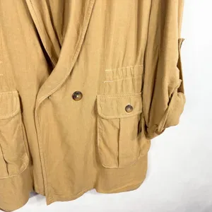 Free People Medium Jacket Charly‎ Blazer Beige Tan Linen Button Cinched 1090 thumbnail 9