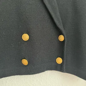 Talbots Vintage Double Breasted Gold Buttons Black Cropped Blazer Jacket Size L thumbnail 3