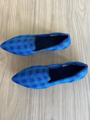 Rothy's Blue Knit Slip-On Flats with Green Insole thumbnail 9