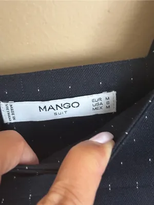 MANGO SUIT Navy Blue Pinstripe‎ Polka Dot Pinafore Sheath Dress With Belt Sz 6 thumbnail 6