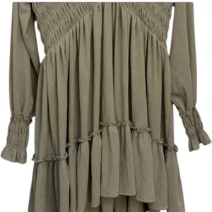 Altar’d State Dana Smocked Sage Green Long Sleeve Dress Size L thumbnail 5