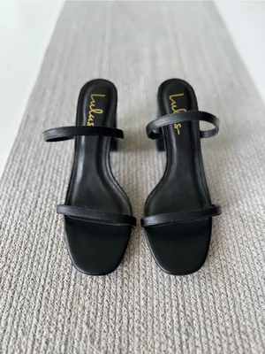 Lulu's Black Double-Strap Block Heel Sandals Size 8 thumbnail 7