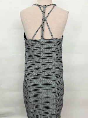 Athleta Ariel Venice Swim Strappy Back Dress black Gray Large thumbnail 4