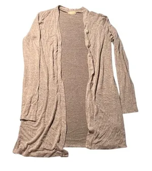 Womens Gray Knit Cardigan Open Front Long‎ Sleeve Casual Lightweight thumbnail 1