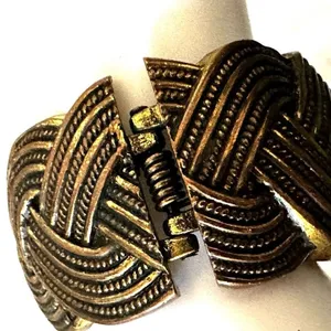 Gold tone hinged braided bangle bracelet thumbnail 5