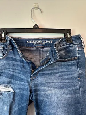 American Eagle Outfitters Blue Skinny Jeans with Back Pocket Distress thumbnail 3