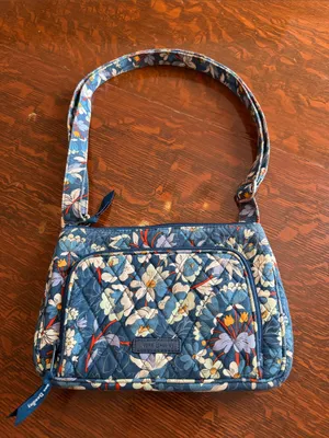 Vera Bradley Navy Blue Floral Quilted Shoulder Bag thumbnail 1